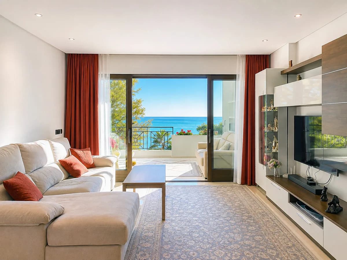 Estepona – frontlinjeleilighet i Doncella Beach med innglasset terrasse og sjøutsikt til Gibraltar – bilde 2