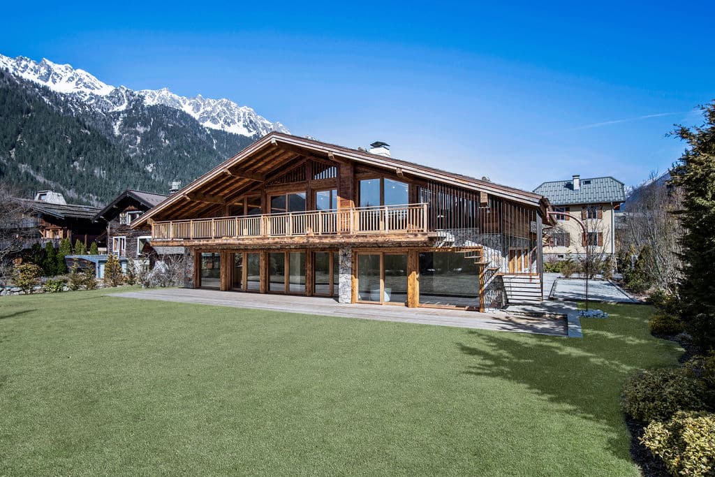 Chamonix, De franske Alpene | Sentrum- nytt chalet med 5 soverom og utsikt mot mont blanc